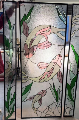Custom Koi Design Eingangstür Glas Einfügen Dekorativ Glasplatte Beveled Glas